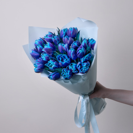 Букет синих тюльпанов "Ду Дабл Бабблс" 